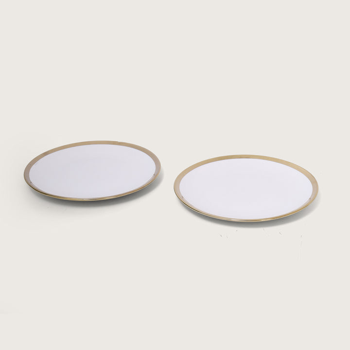 White Plate with Gold Rim Set of 2 - Small