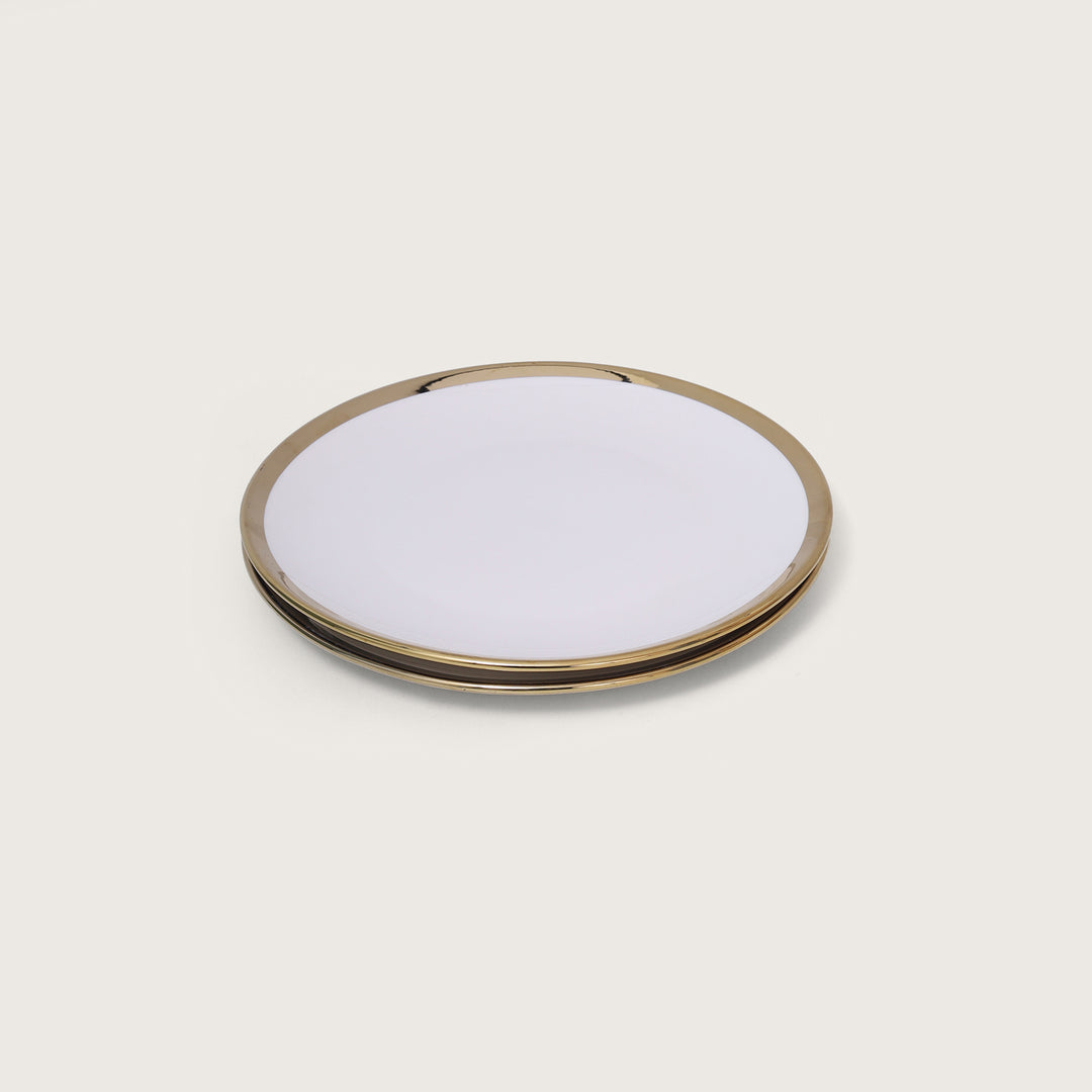 White Plate with Gold Rim Set of 2 - Small