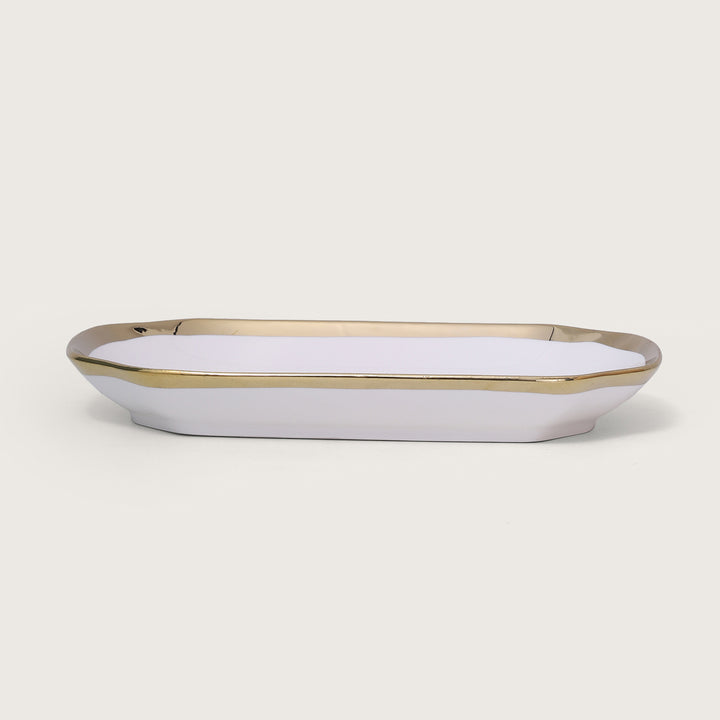 White Platter with Gold Rim