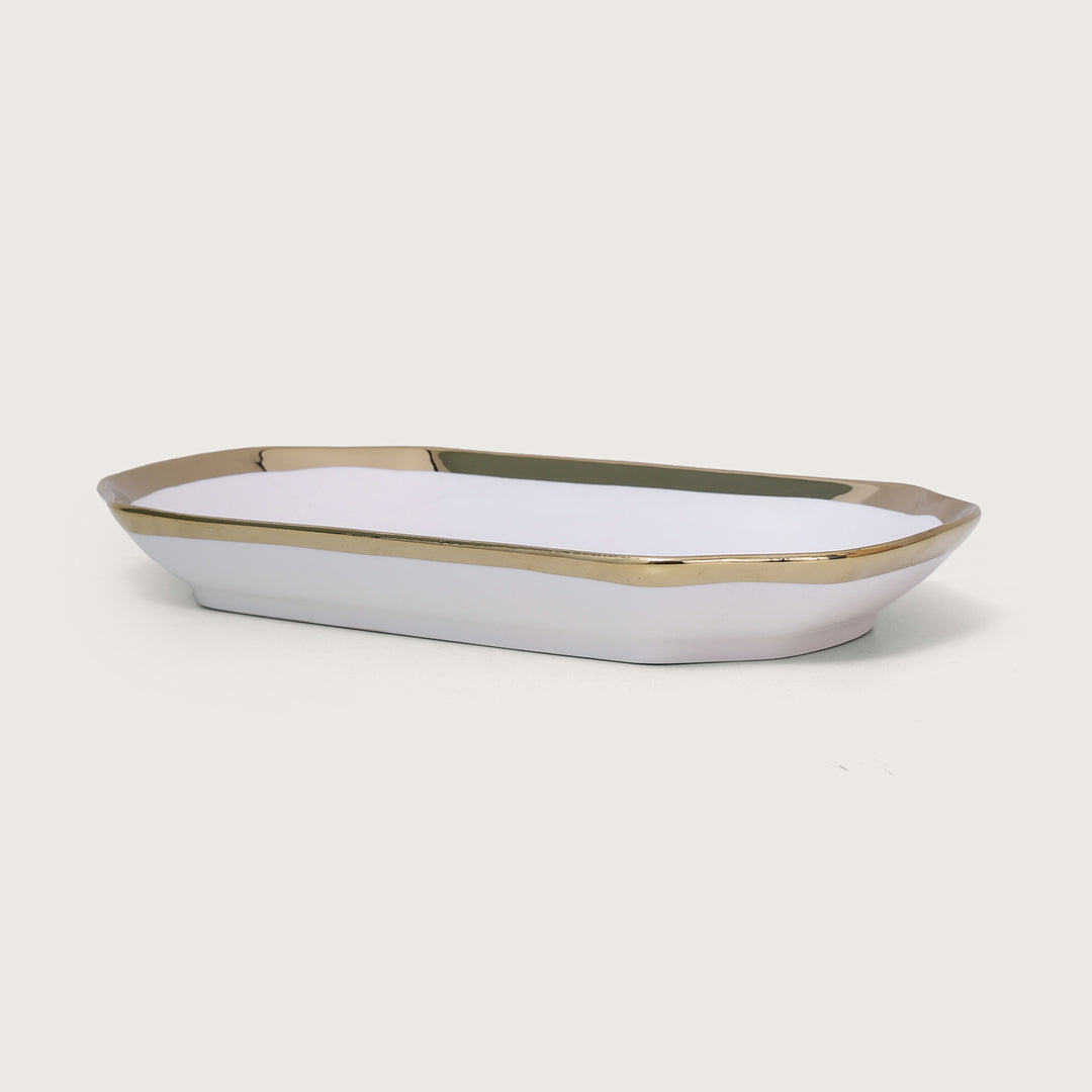 White Platter with Gold Rim