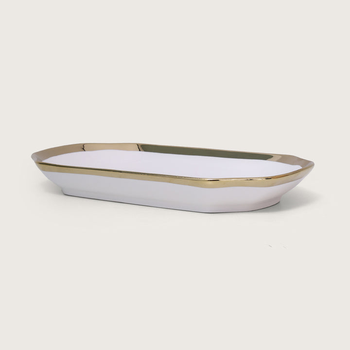 White Platter with Gold Rim