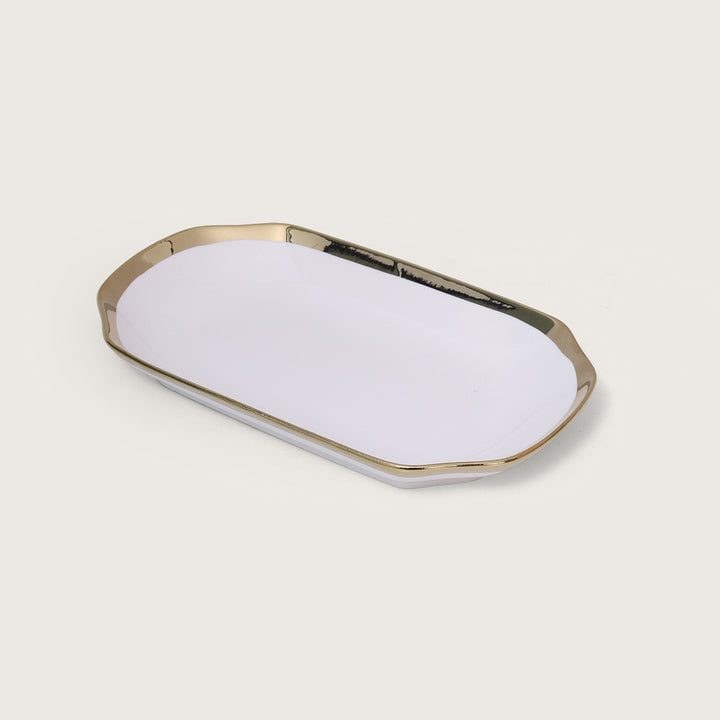 White Platter with Gold Rim