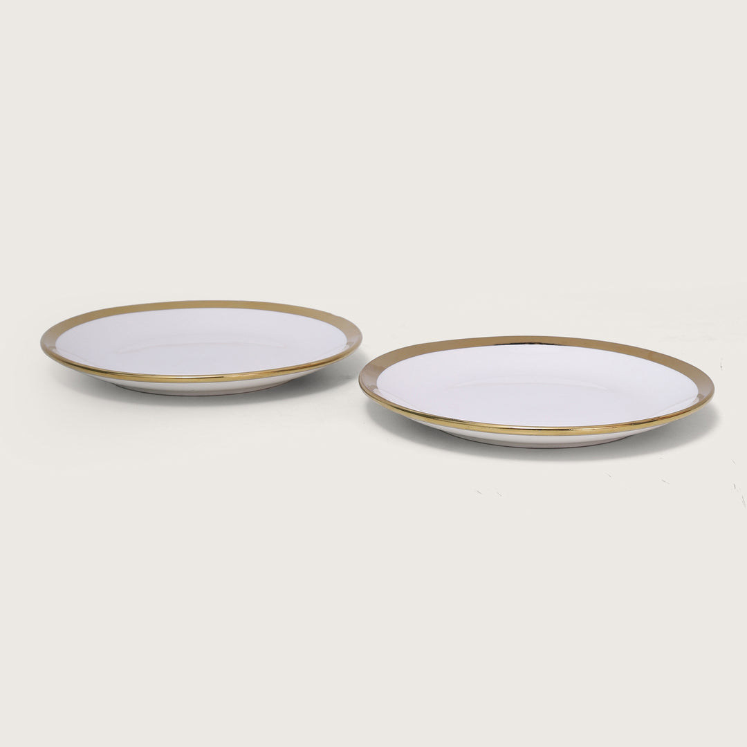 White Plate with Gold Rim Set of 2 - Small