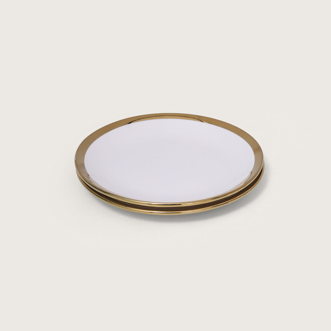 White Plate with Gold Rim Set of 2 - Small