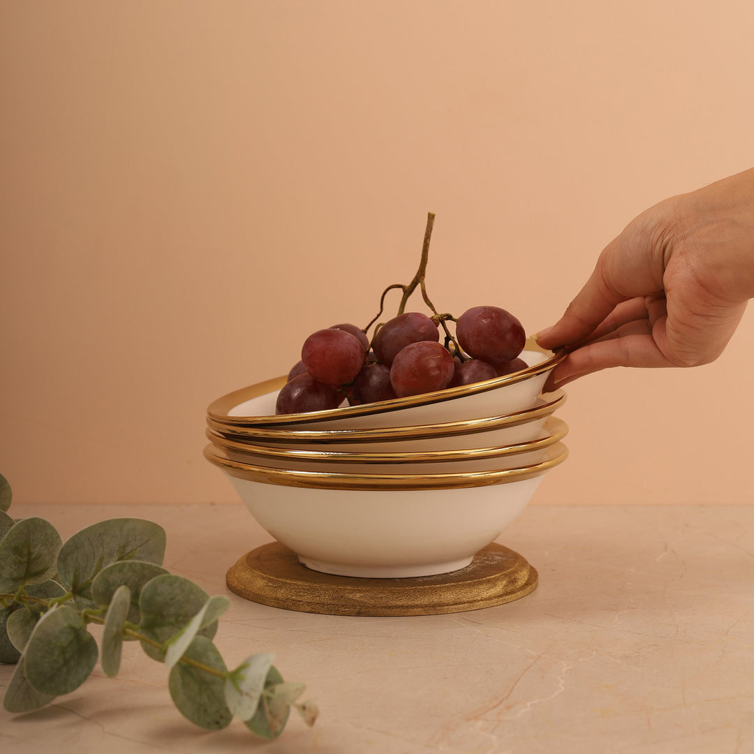 Curry Bowl Gold Rim Set of 4 - Large