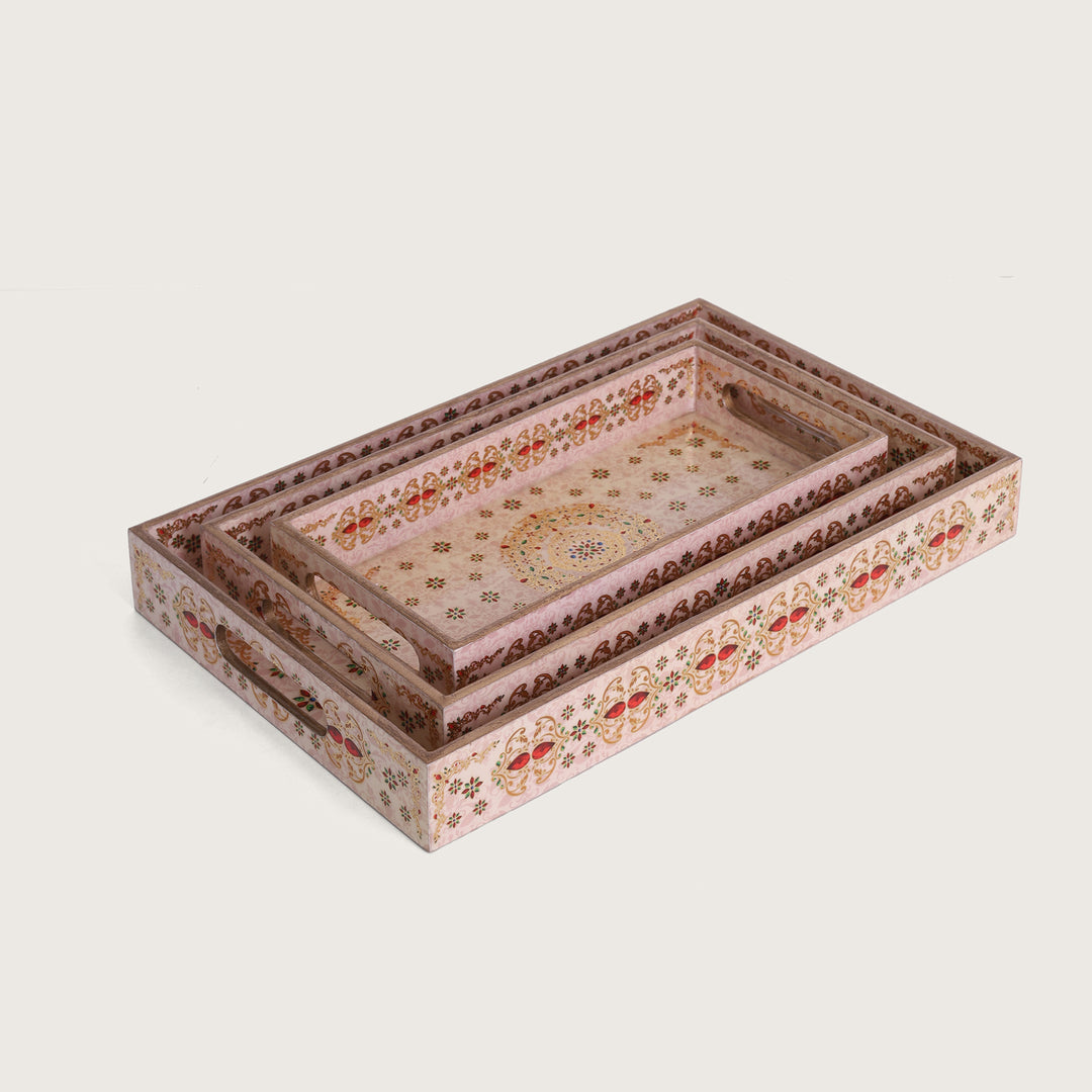 Ornate Beige Trays - Set 0f 3