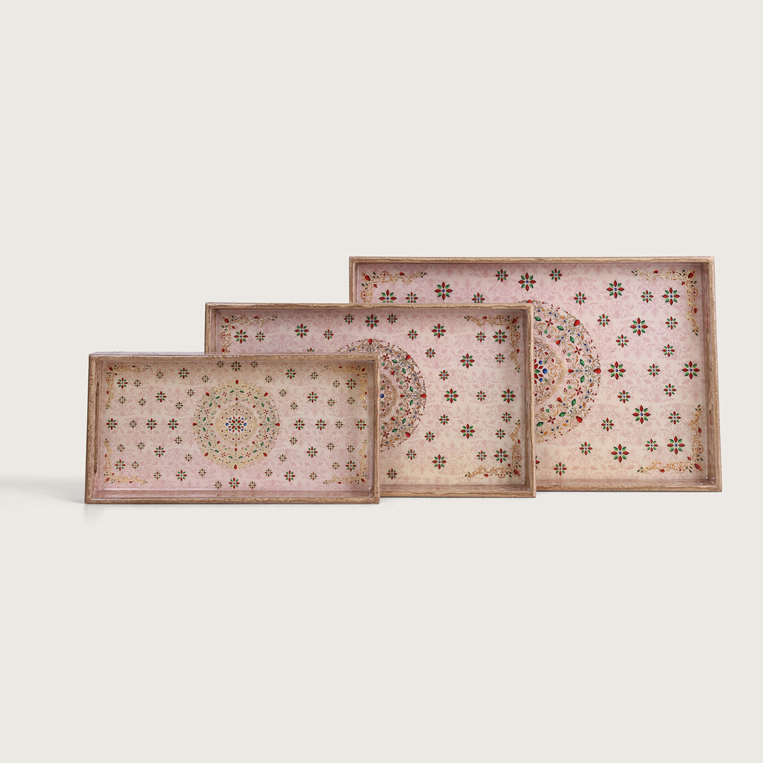 Ornate Beige Trays - Set 0f 3