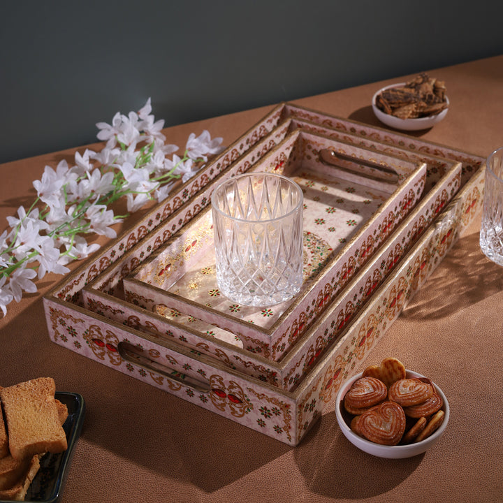 Ornate Beige Trays - Set 0f 3