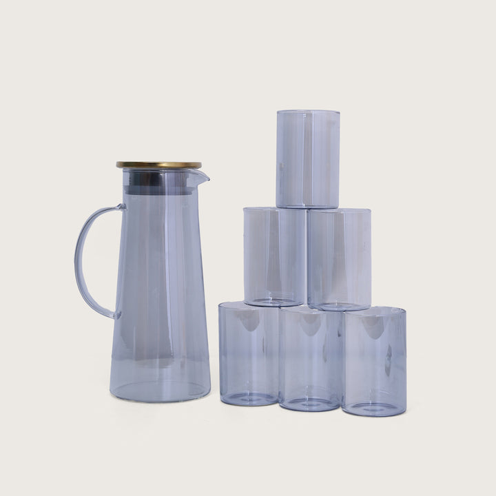 Jug with Glass Set of 7 Pcs - Black