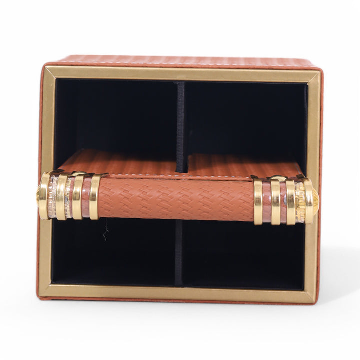 Leather Cutlery Stand with 4 Compartment