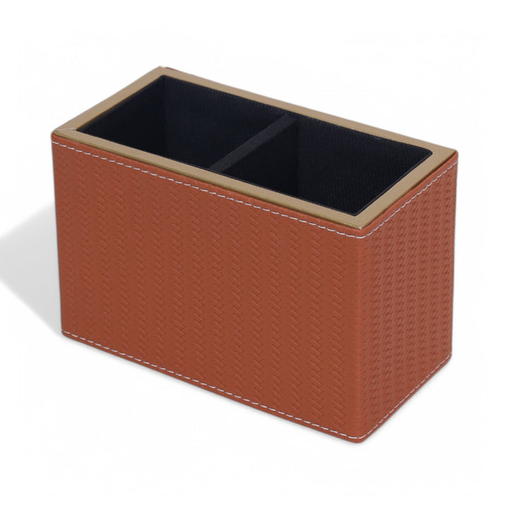 Leather Cutlery Stand With 2 Compartment