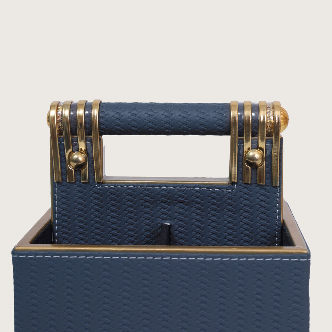 Leather Cutlery Stand With 4 Compartment