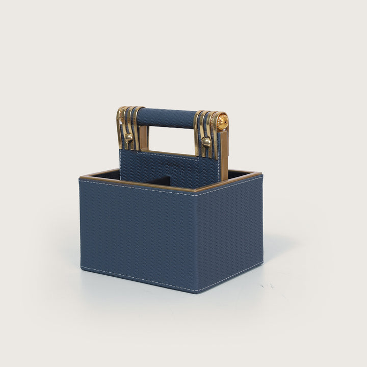 Leather Cutlery Stand With 4 Compartment
