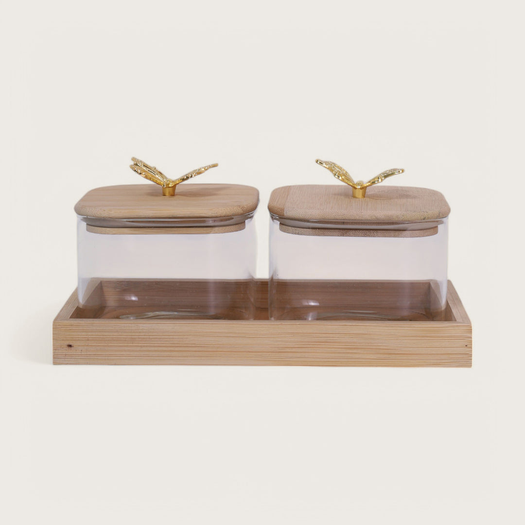Jars & Tray With Butterfly Lid