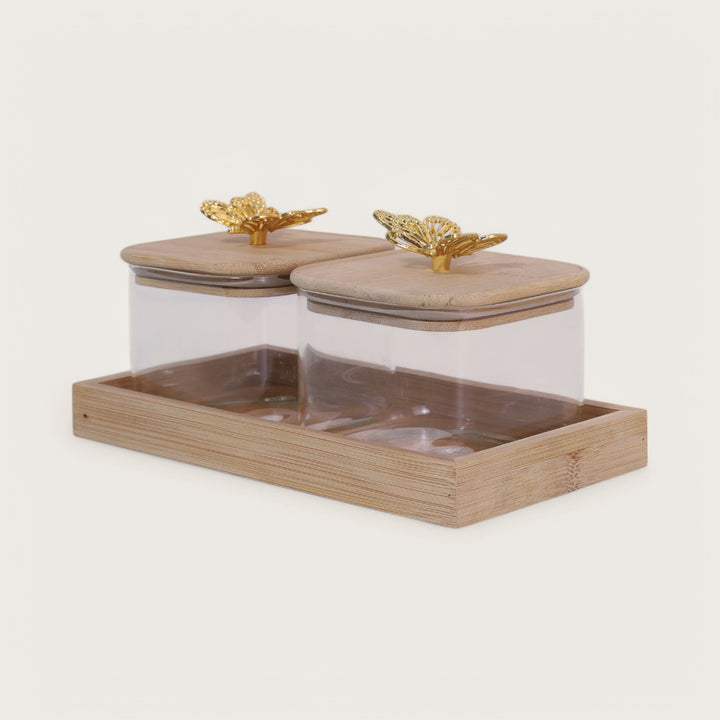 Jars & Tray With Butterfly Lid