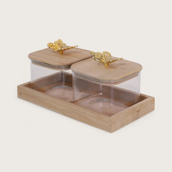 Jars & Tray With Butterfly Lid