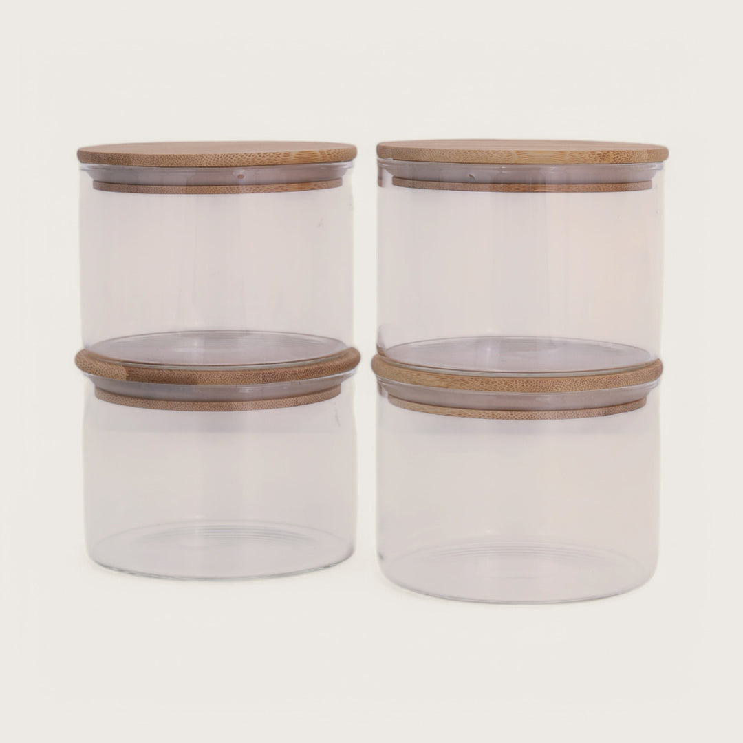 Jar 450ml with Bamboo Lid Set of 4