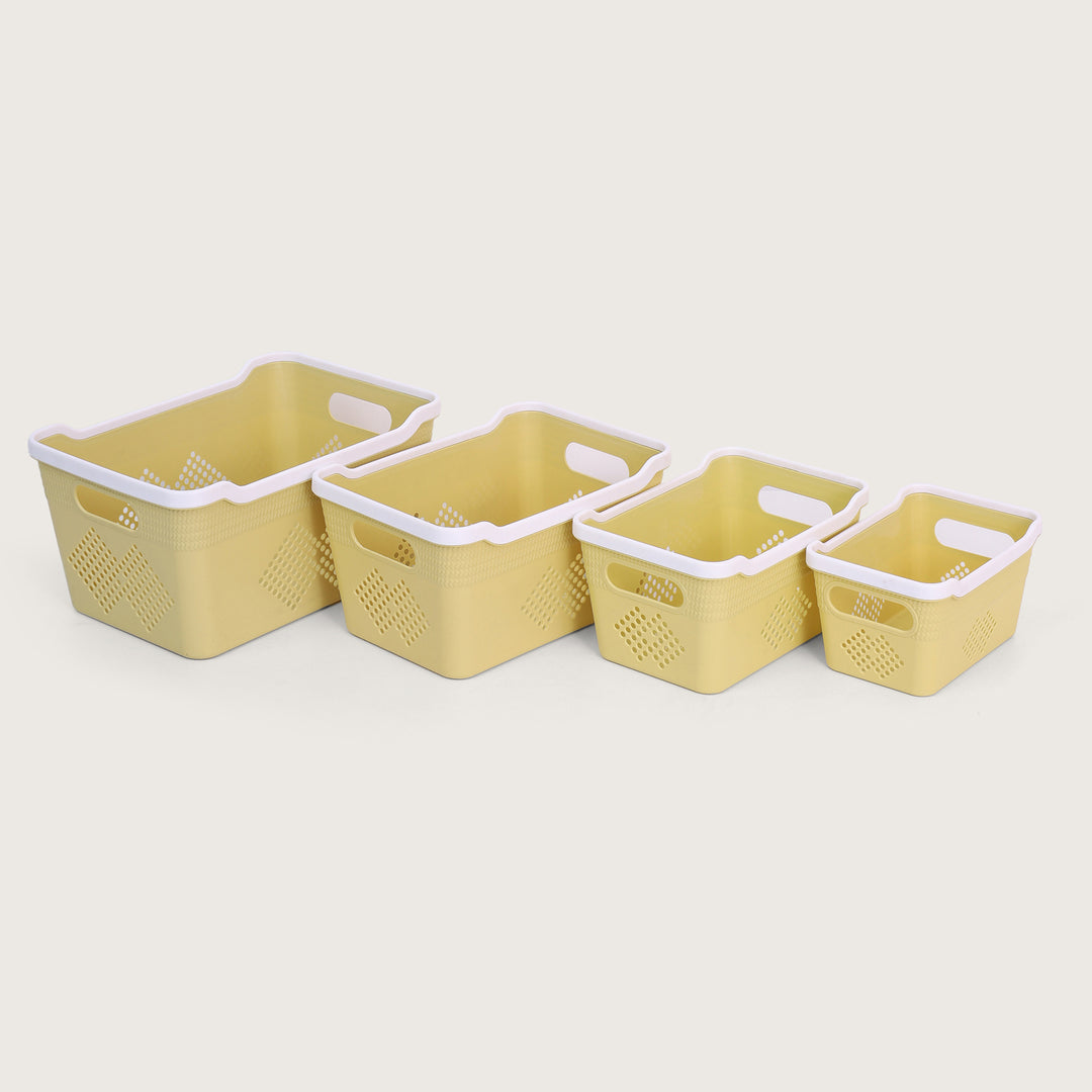 Plastic Storage Basket Set of 4 - Yellow