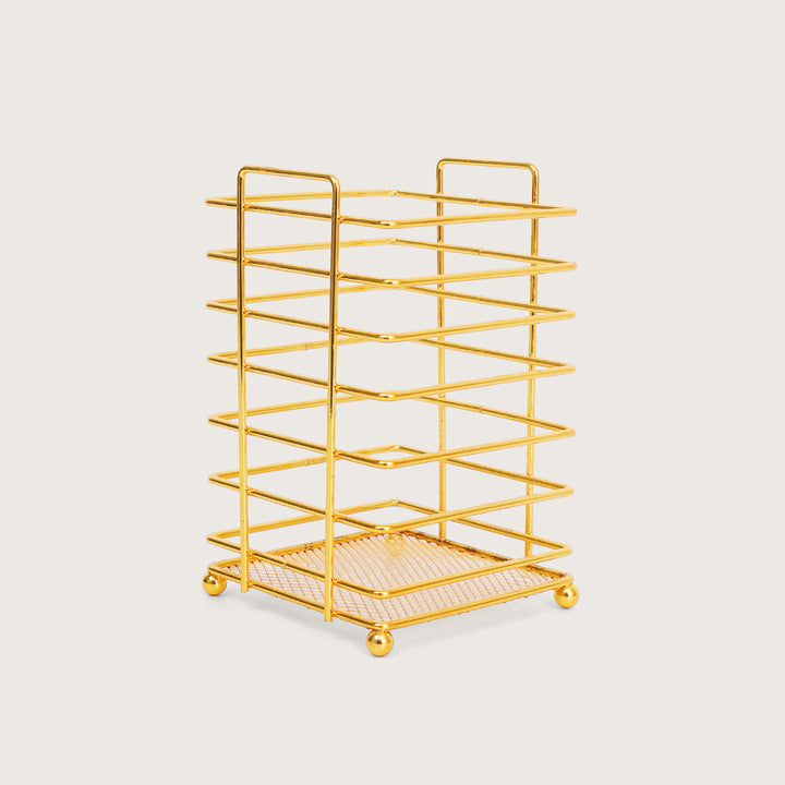 Wire Metal Cutlery Holder - Gold
