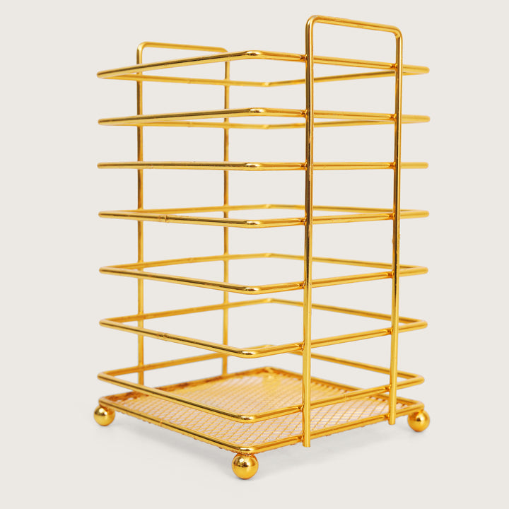 Wire Metal Cutlery Holder - Gold