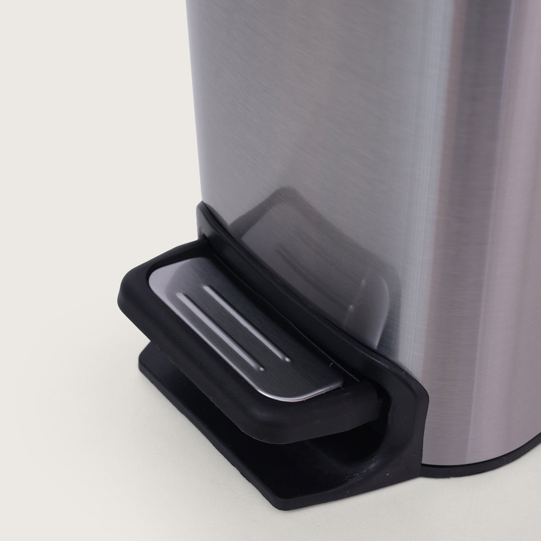 European Pedal SS Trash Can | Soft Close Dustbin | Silver