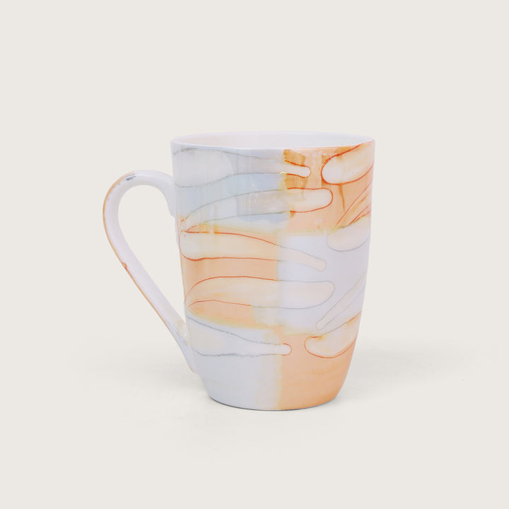 Abstract Texture Printed Ceramic Coffee Mugs Set of 4
