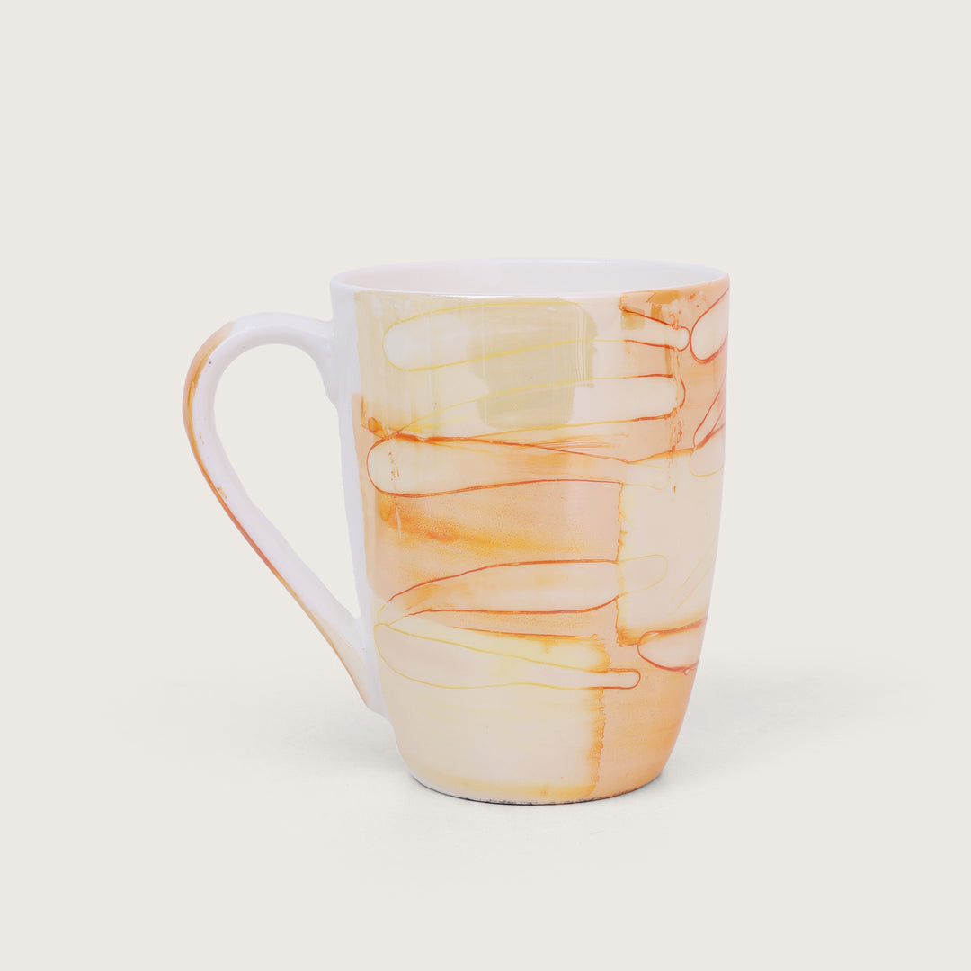 Abstract Texture Printed Ceramic Coffee Mugs Set of 4