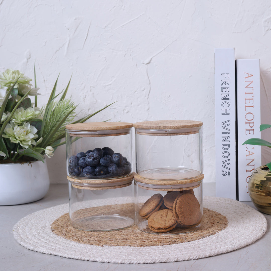 Jar 450ml with Bamboo Lid Set of 4
