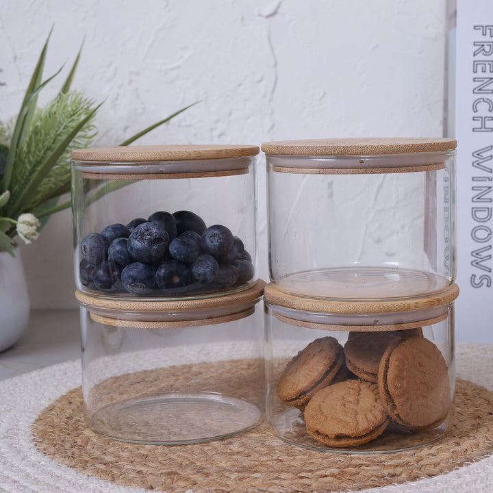 Jar 450ml with Bamboo Lid Set of 4
