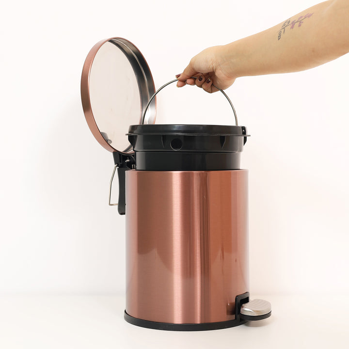 European Pedal Ss Trash Can | Soft Close Dustbin | Rose Gold