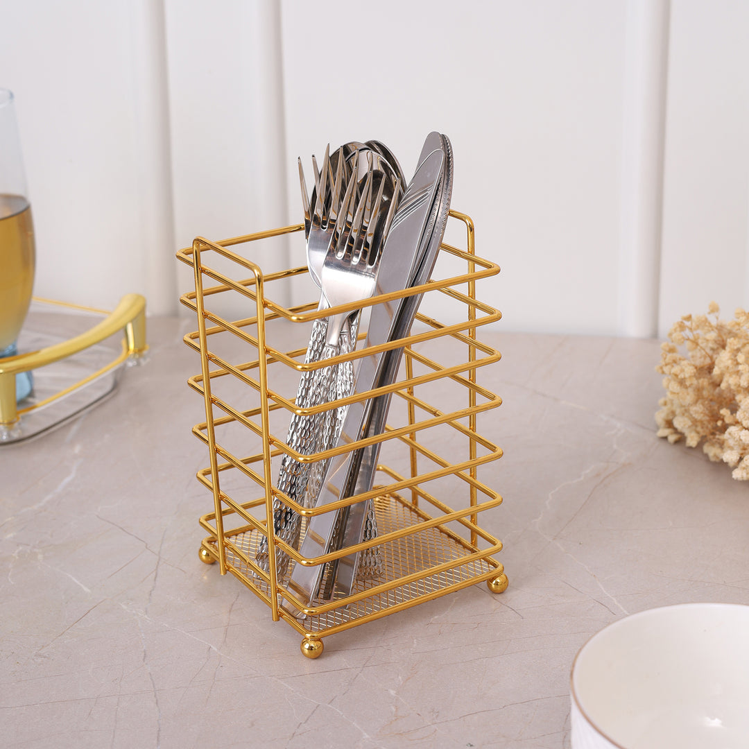 Wire Metal Cutlery Holder - Gold