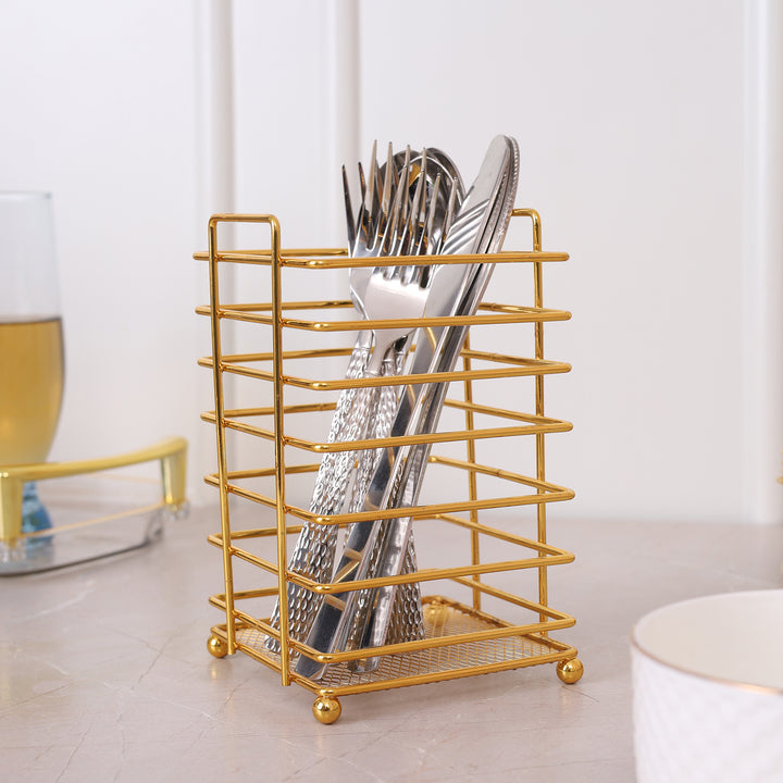 Wire Metal Cutlery Holder - Gold