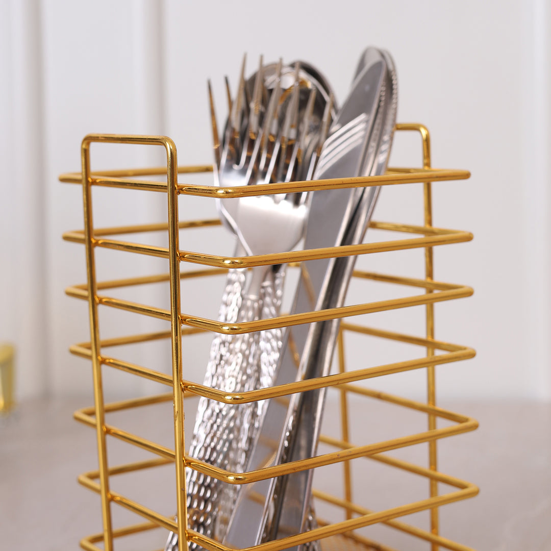 Wire Metal Cutlery Holder - Gold