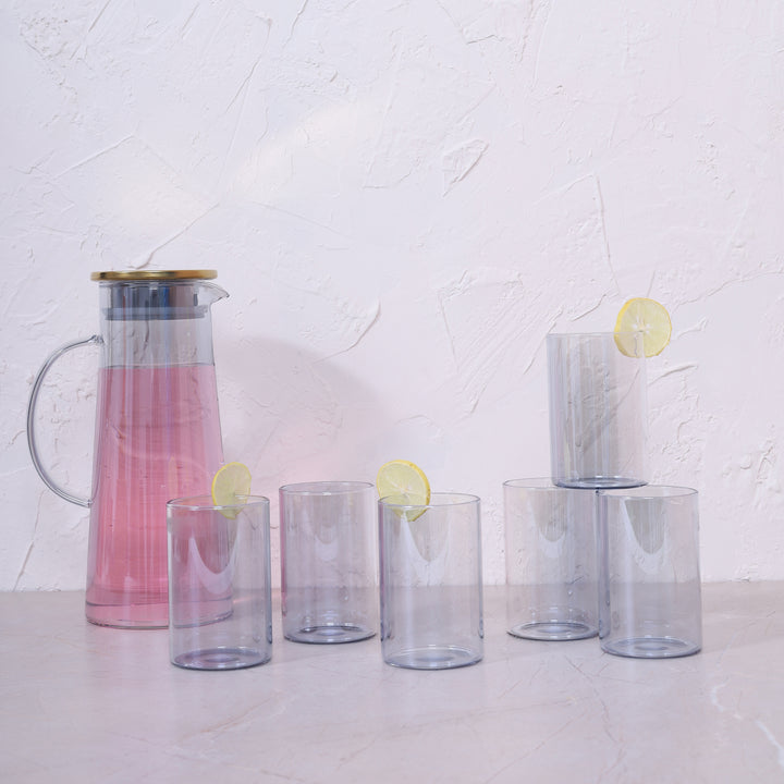 Jug with Glass Set of 7 Pcs - Black
