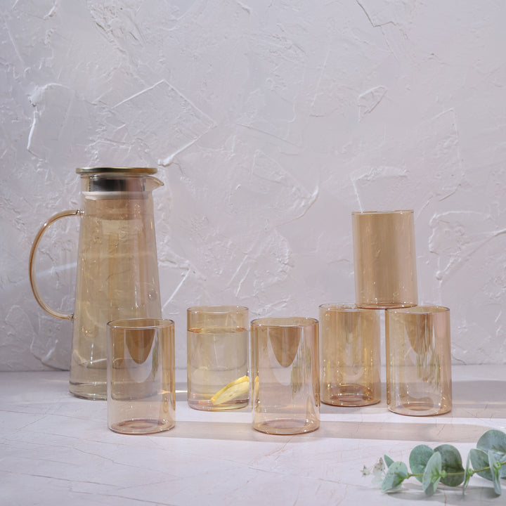 Jug with Glass Set of 7 Pcs - Golden