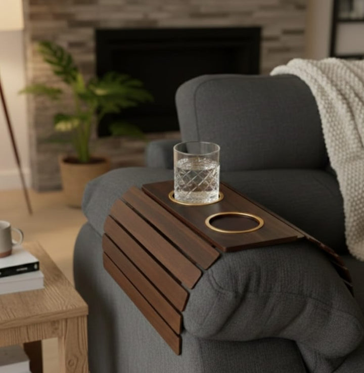 Sofa Armrest Tray with Anti-Slip Center